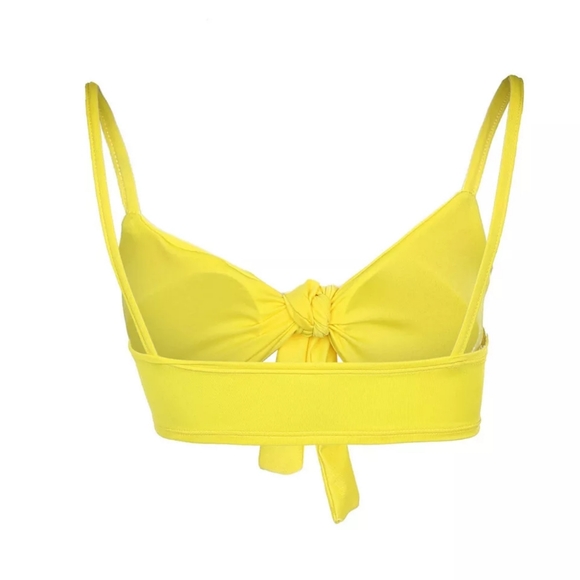 High Waist Front Tie Cheeky Bikini Yellow - Picture 4 of 7